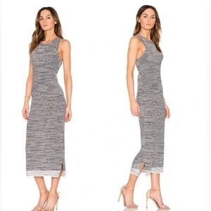 Theory Intrella Space Dye Striped Linen Maxi Dress, Size P